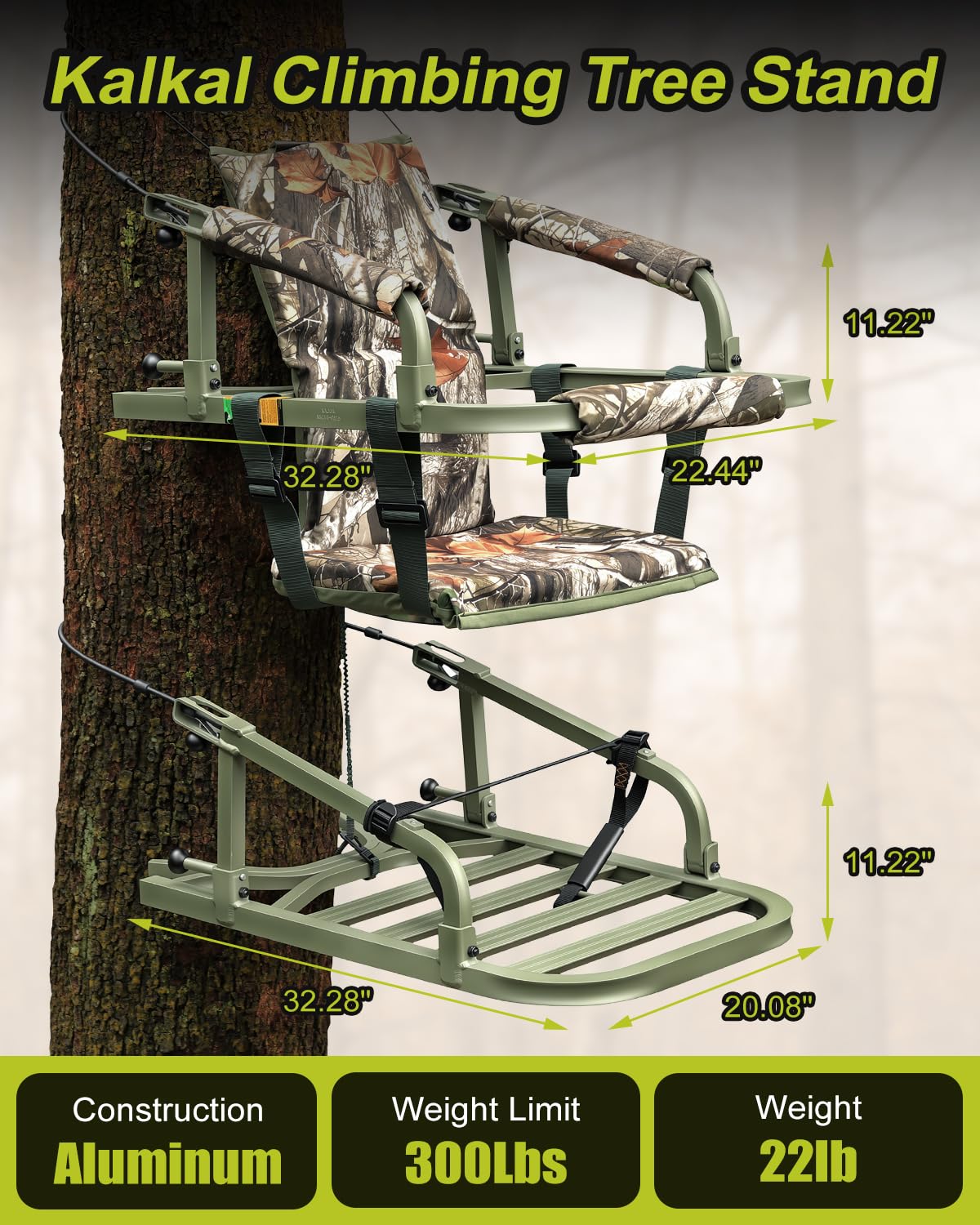 Climbing Tree Stand with Harness and Camo Seat Cushion O362