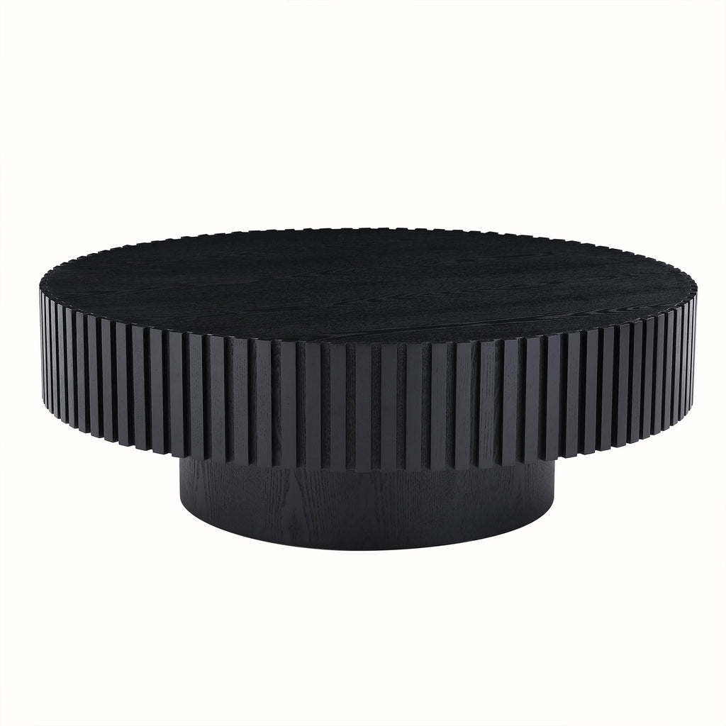 Matt Black Round Nesting Wood Coffee Table S596173