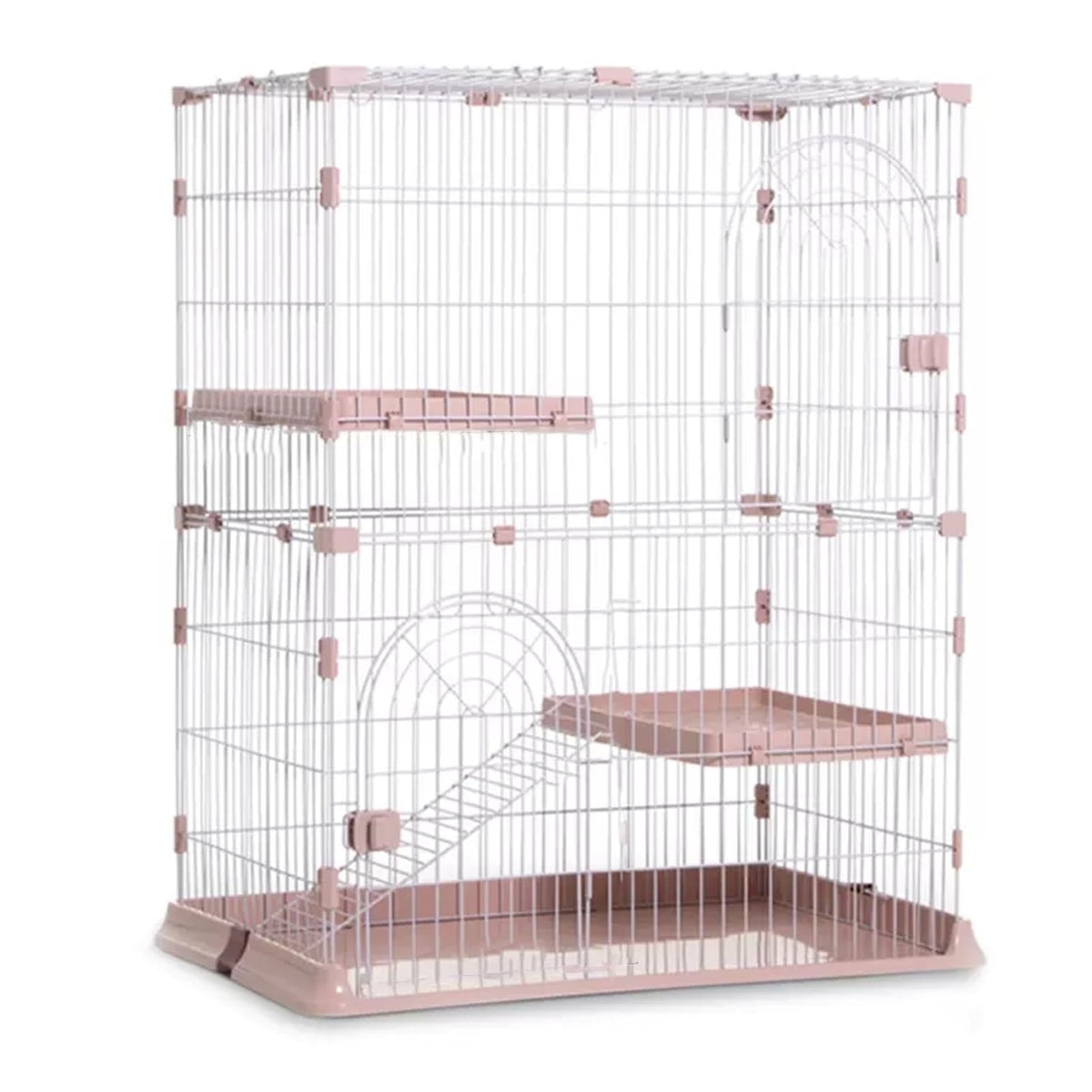 3/4-Tier Wire Cat Cage Playpen with Hammock and Platforms L149851