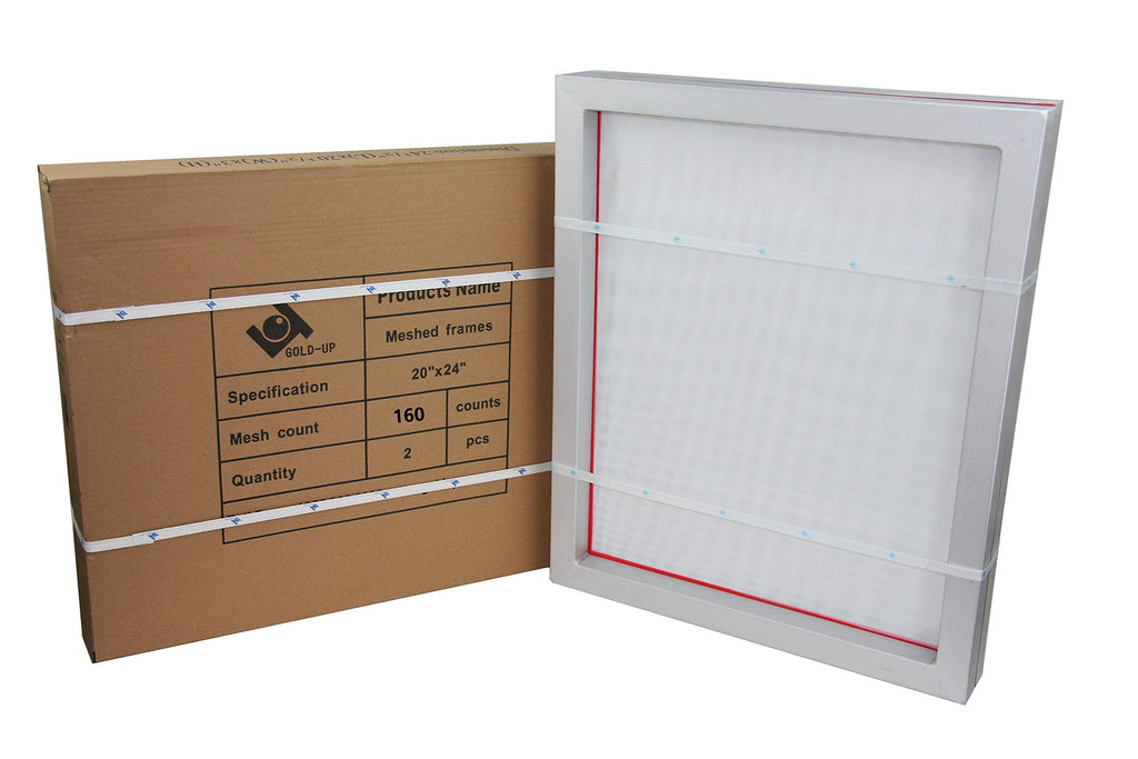 20 x 24 Inch Pre-Stretched Aluminum Silk Screen Printing Frames with 160 White Mesh 2 Pack Z2910