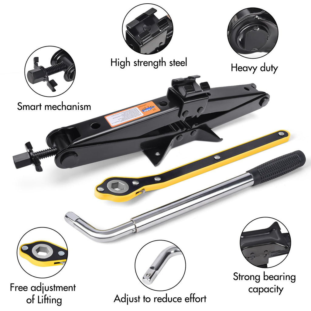 Scissor Car Jack 3 Ton Tire Changing Kit with Lug Wrench N4927