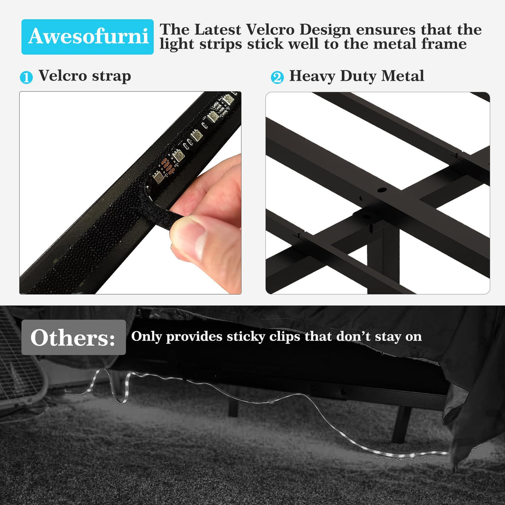 Full Size Metal Floating Bed Frame with LED Lights X495541