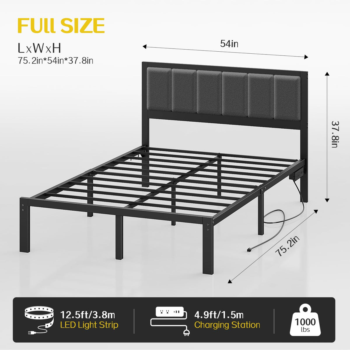 Full Bed Frame with Headboard X720