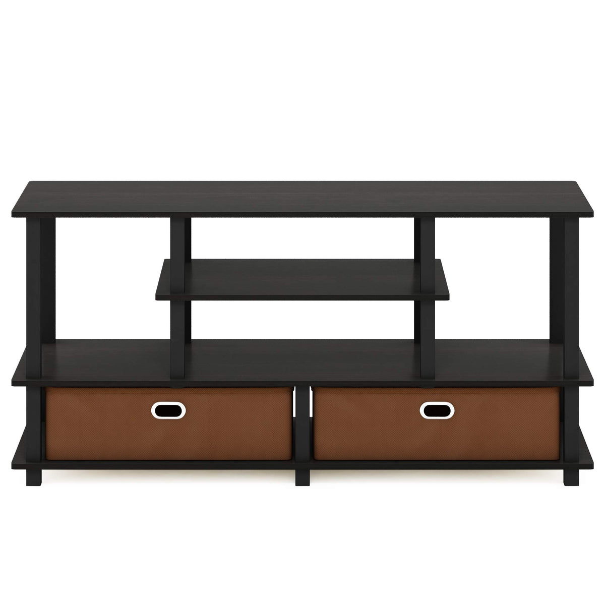 Black Espresso 4-Tier TV Stand with 2 Storage Bins B70341