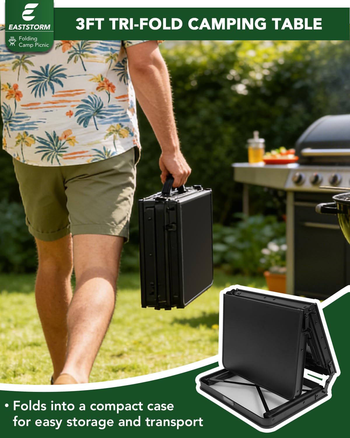 Small Folding Camping Table Black N870528