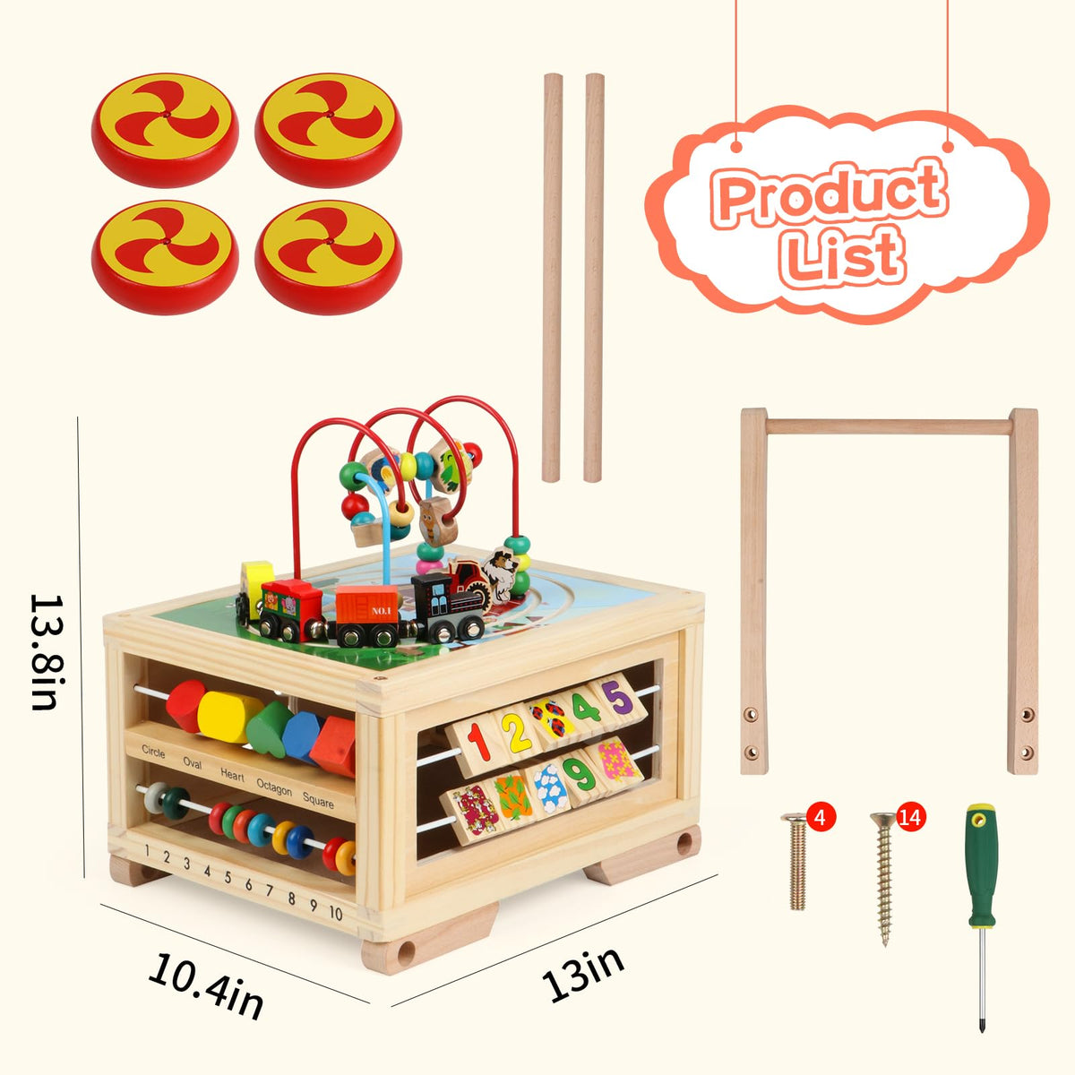 Wooden 7-in-1 Activity Cube R192254