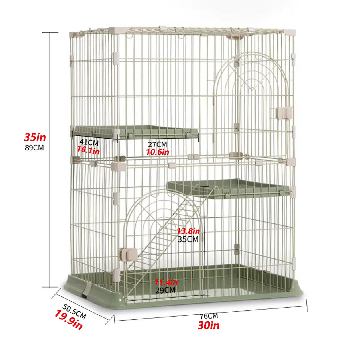 3/4-Tier Wire Cat Cage Playpen with Hammock and Platforms L149851