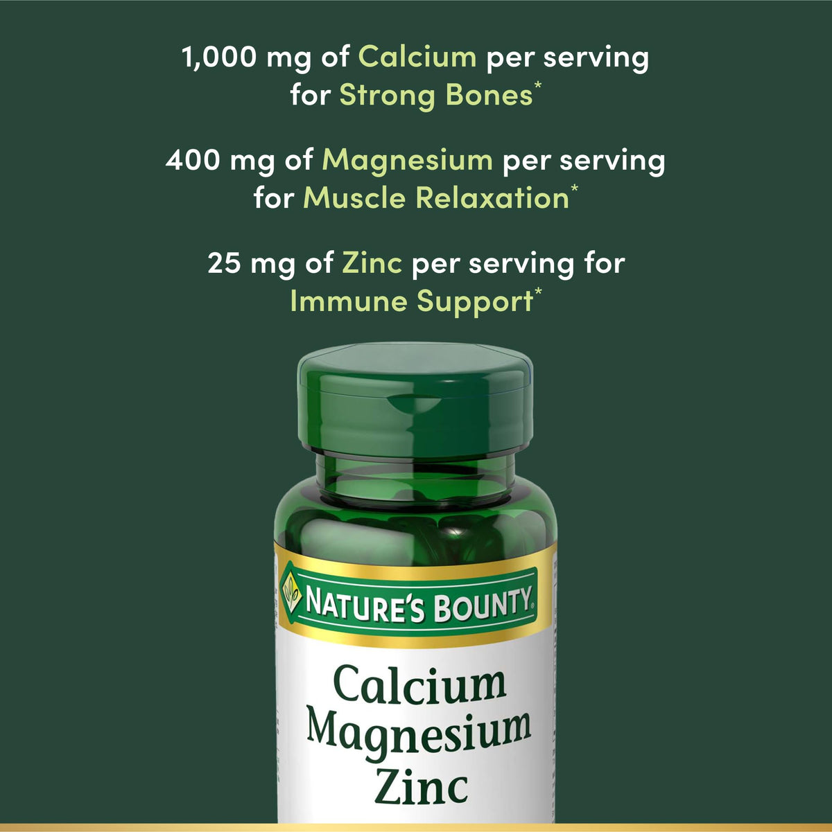 Calcium Magnesium & Zinc Caplets 100 Count N9524