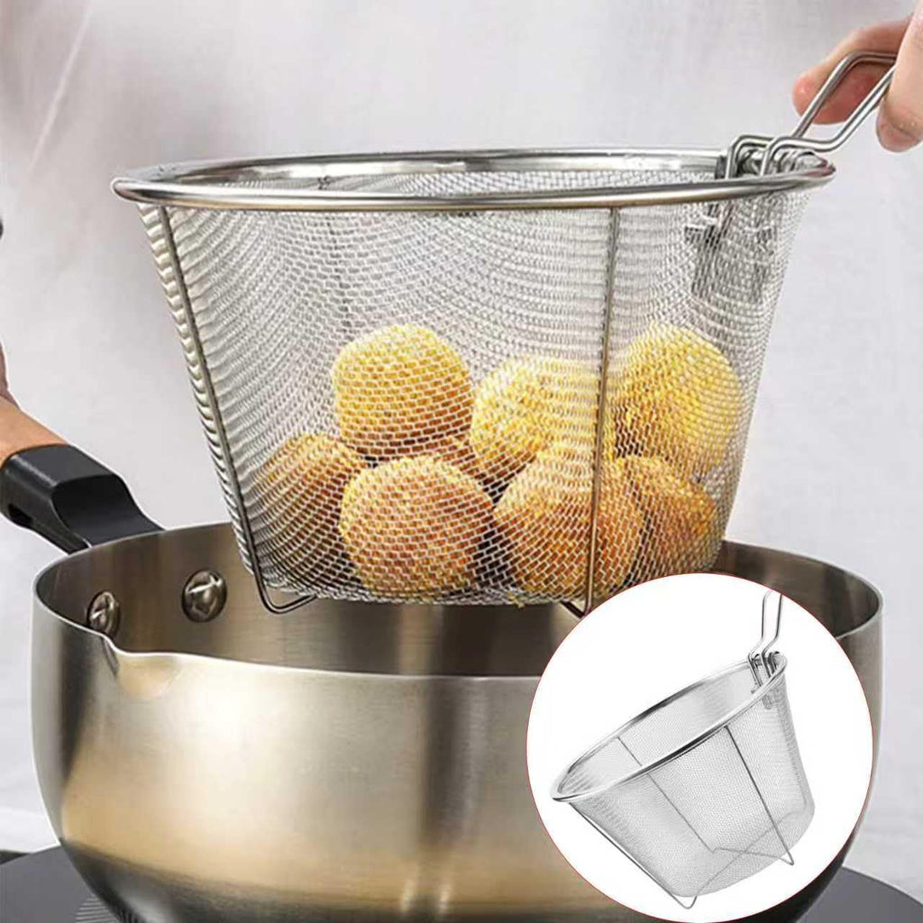 7-Inch Round Stainless Steel Deep Fryer Basket F558