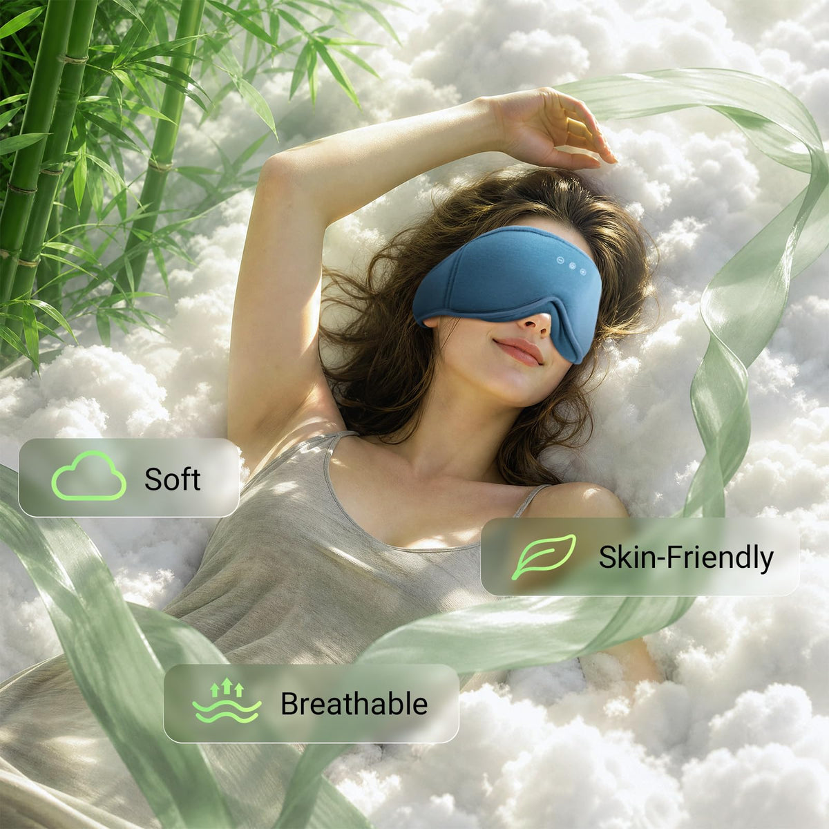 Bamboo Cotton Sleep Mask with Bluetooth Headphone Y4496