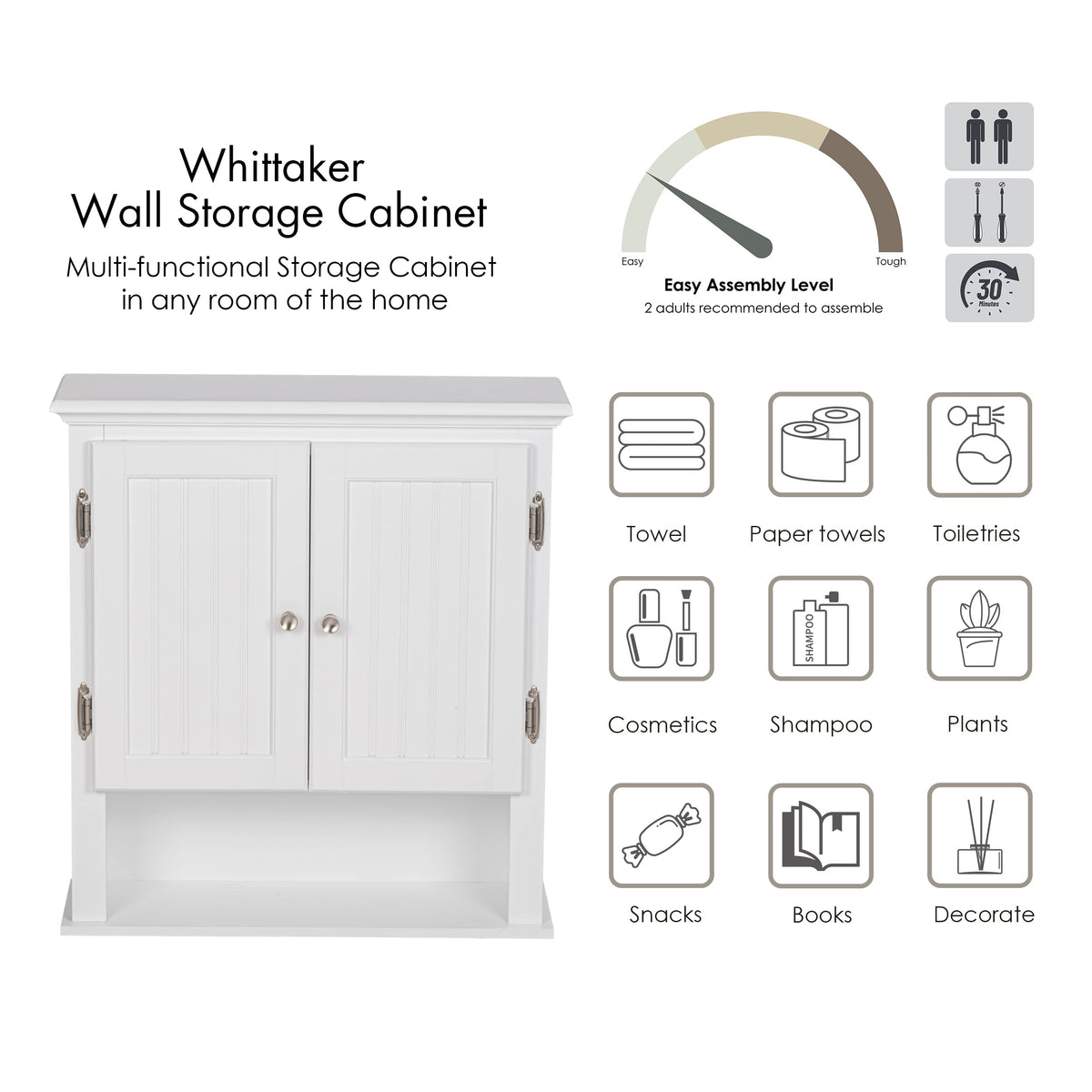 White Wall-Mounted Bathroom Cabinet B465045