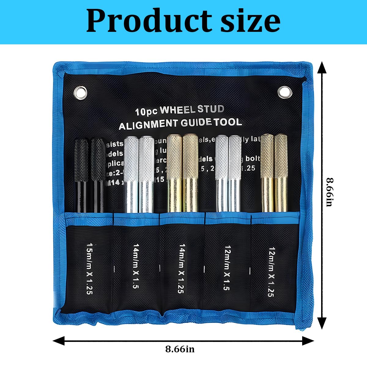 10PCS Wheel Alignment Pin Guide Tool M14 x 1.5/1.25 M12 x 1.5/1.25 M15 x 1.25 L571