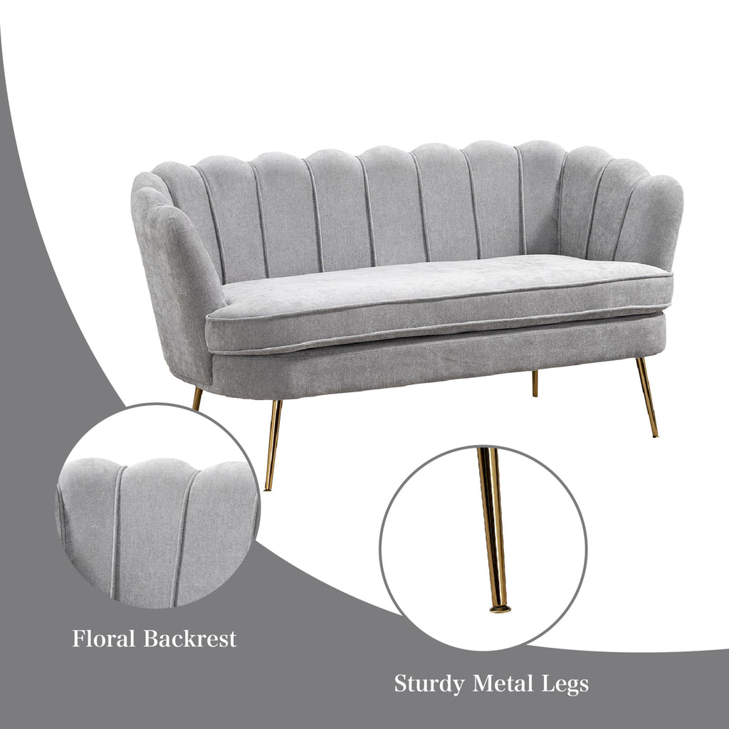 Light Grey Upholstered 2-Seater Loveseat V347382