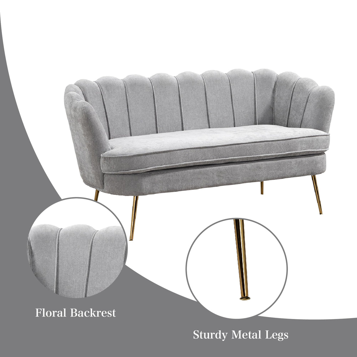 Light Grey Upholstered 2-Seater Loveseat V347382