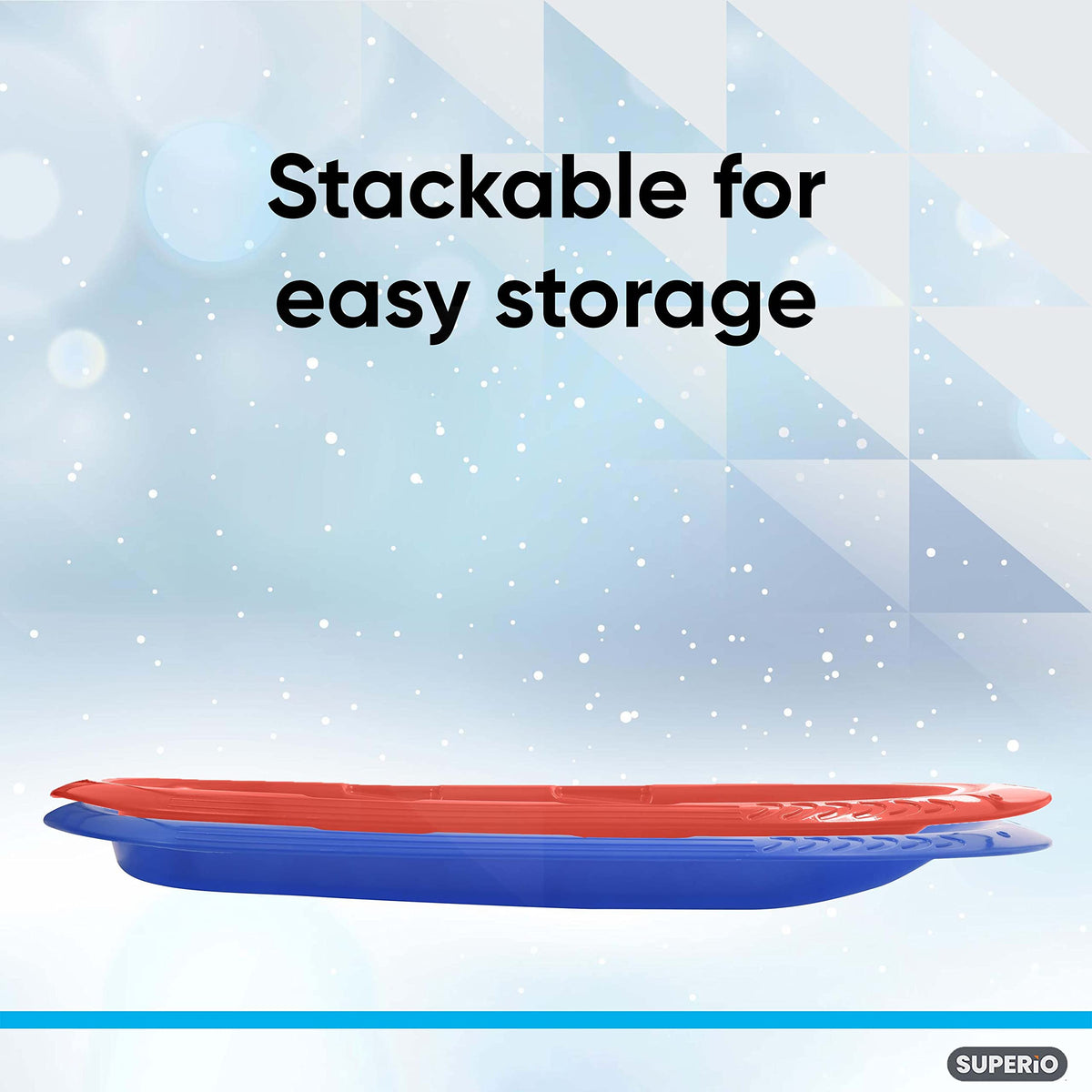 36" 48" Heavy Duty Plastic Toboggan Snow Sled with Handles, 3 Pack N8166