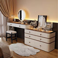 Leather Makeup Vanity with Tempered Glass Top & LED Light J577