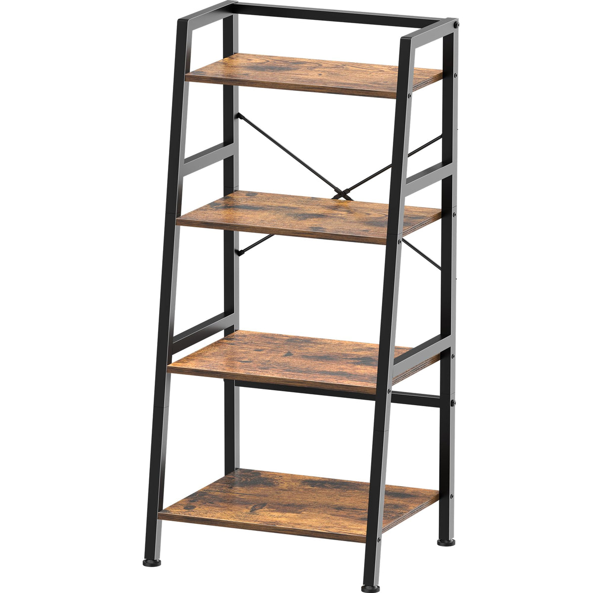 4-Tier Industrial Bookshelf with Steel Frame Y358