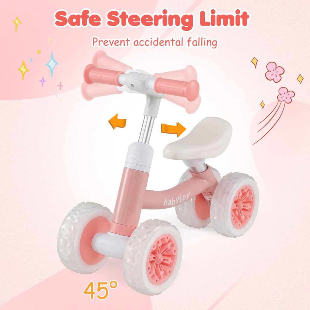 4 Wheels Toddler Balance Bike with Adjustable Handlebar & Seat F440