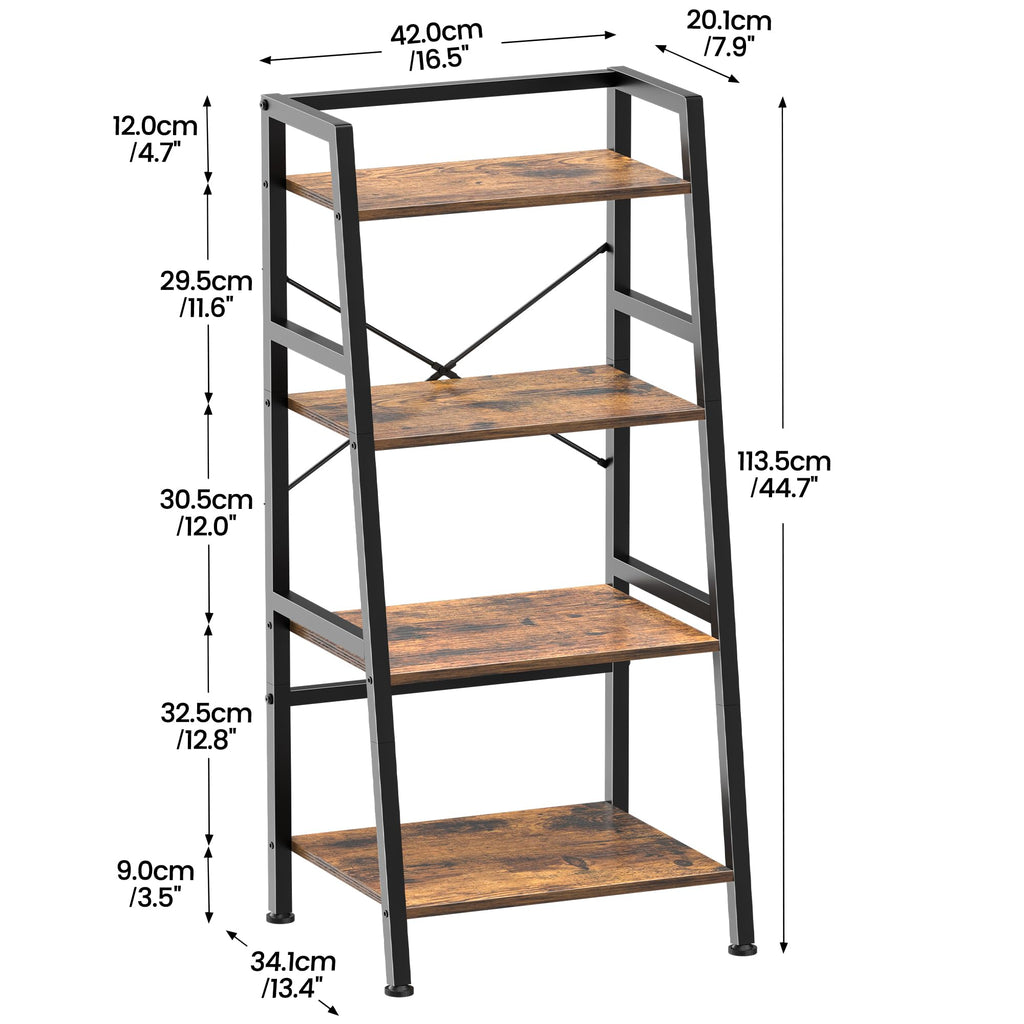 4-Tier Industrial Bookshelf with Steel Frame Y358