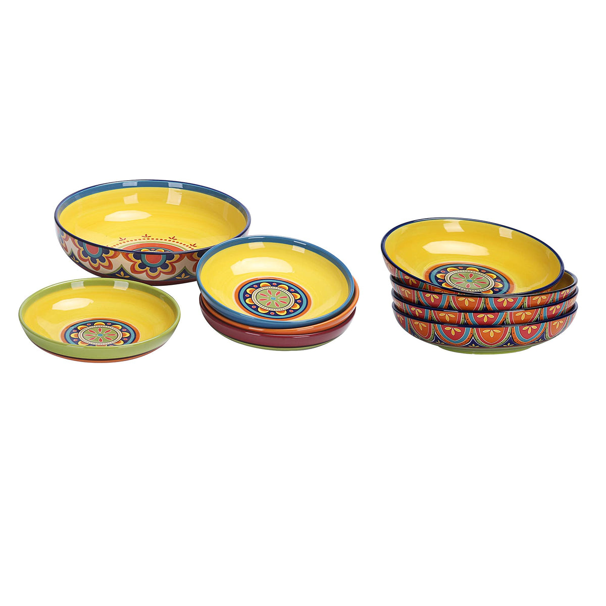 Ceramic Pasta Bowl Set of 9, Microwave & Dishwasher Safe I4494