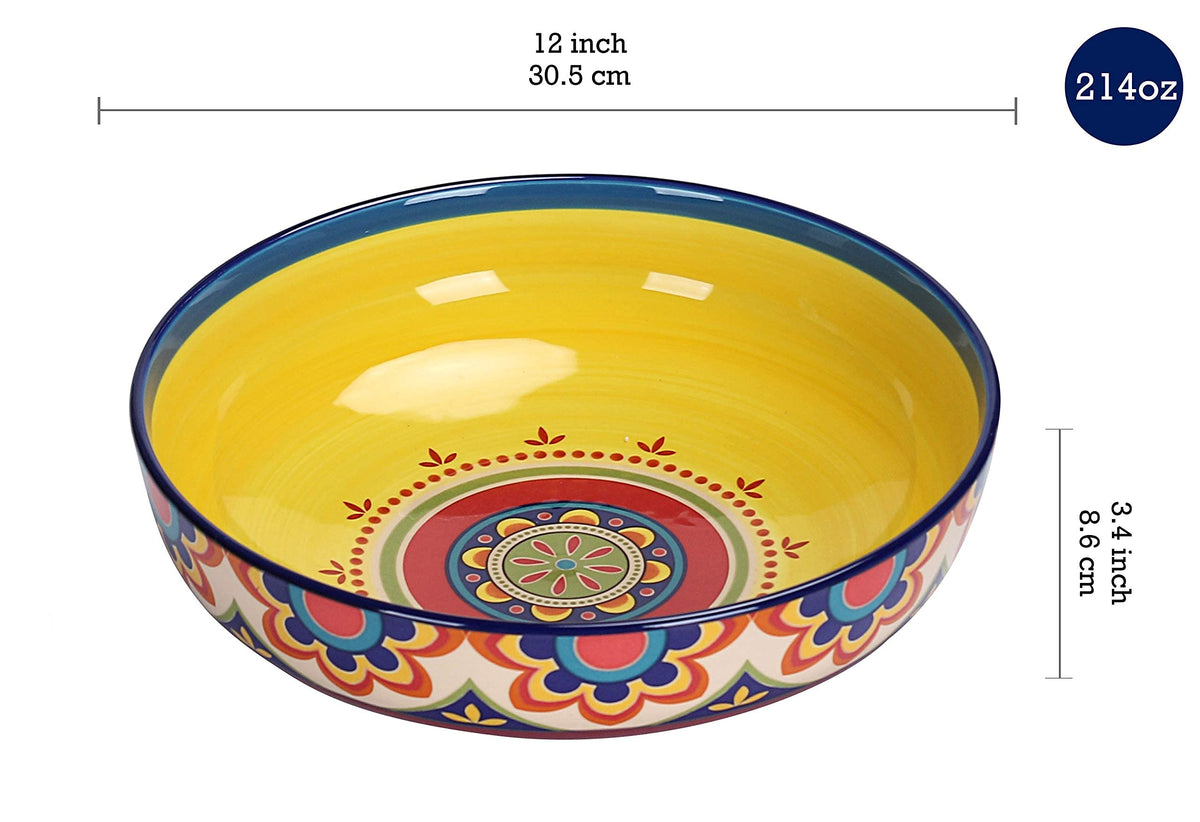 Ceramic Pasta Bowl Set of 9, Microwave & Dishwasher Safe I4494