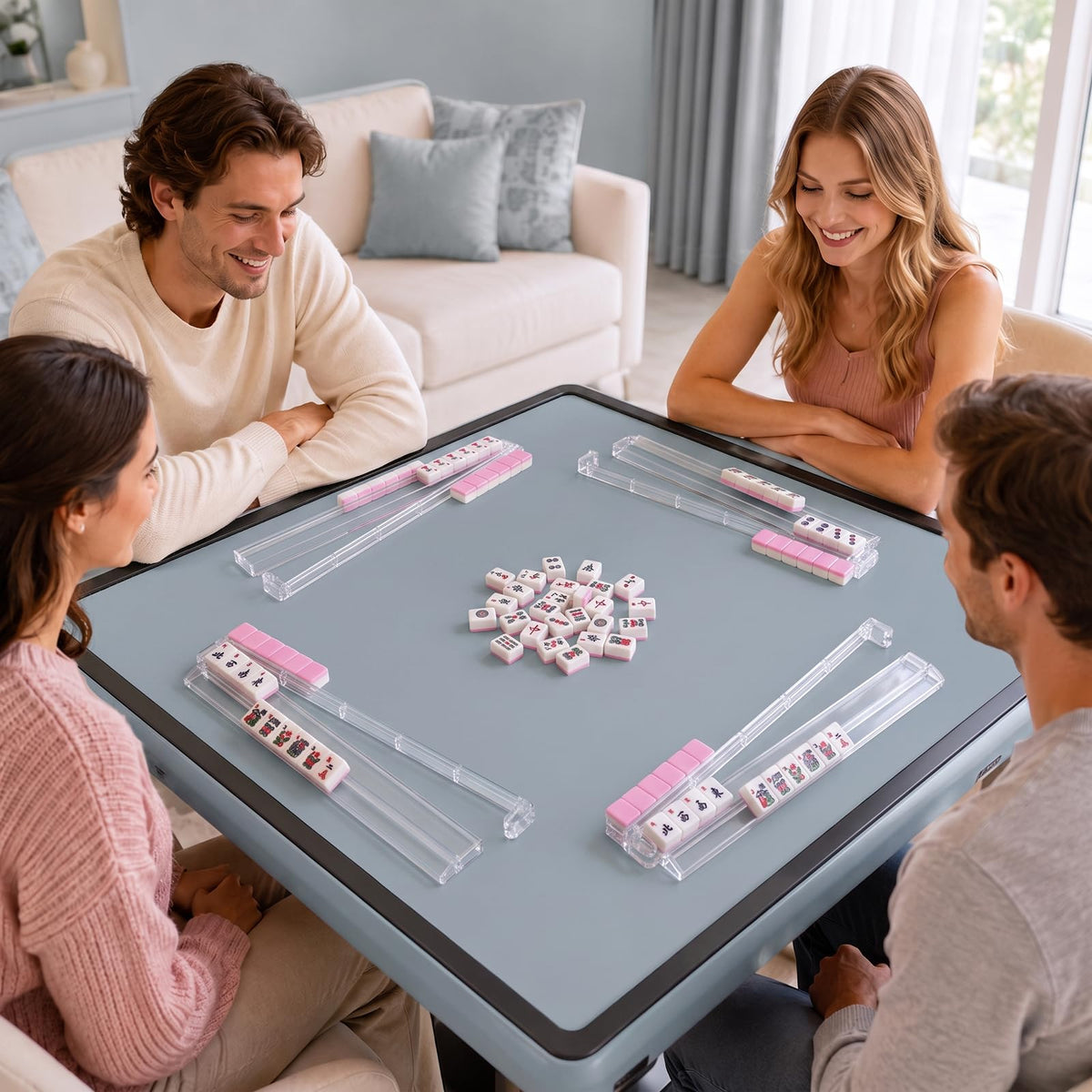 Clear Mahjong Racks with Pushers, 4-Pack M1427