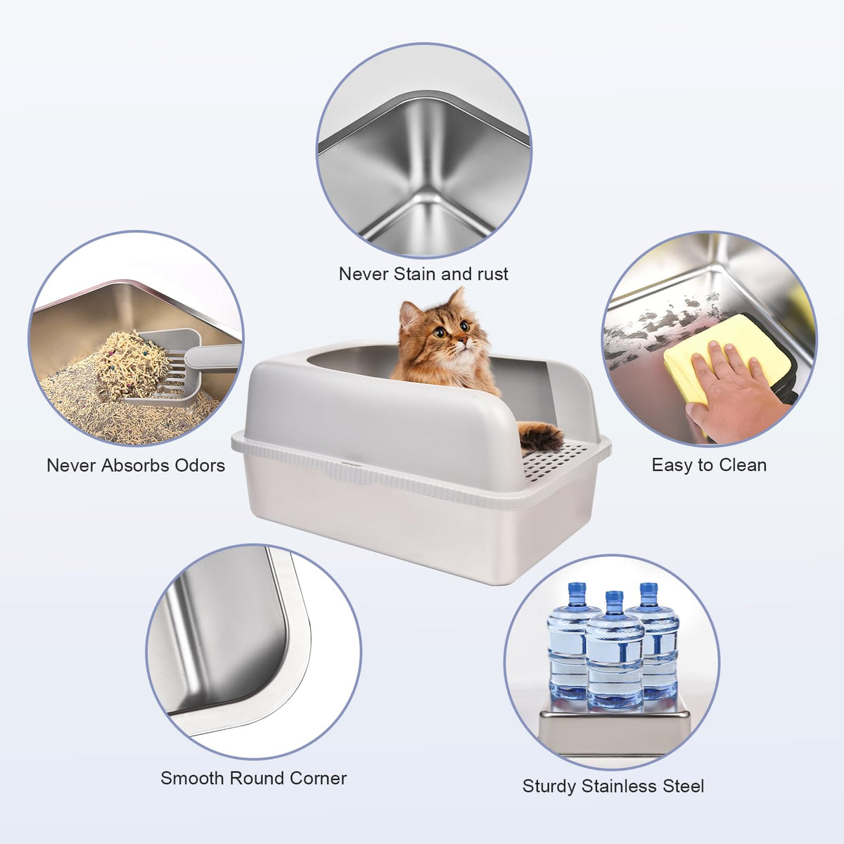 Stainless Steel Cat Litter Box with Lid M796