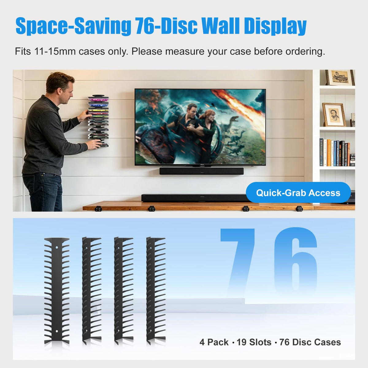 4 Pack Wall Mount Metal DVD Shelf T2477