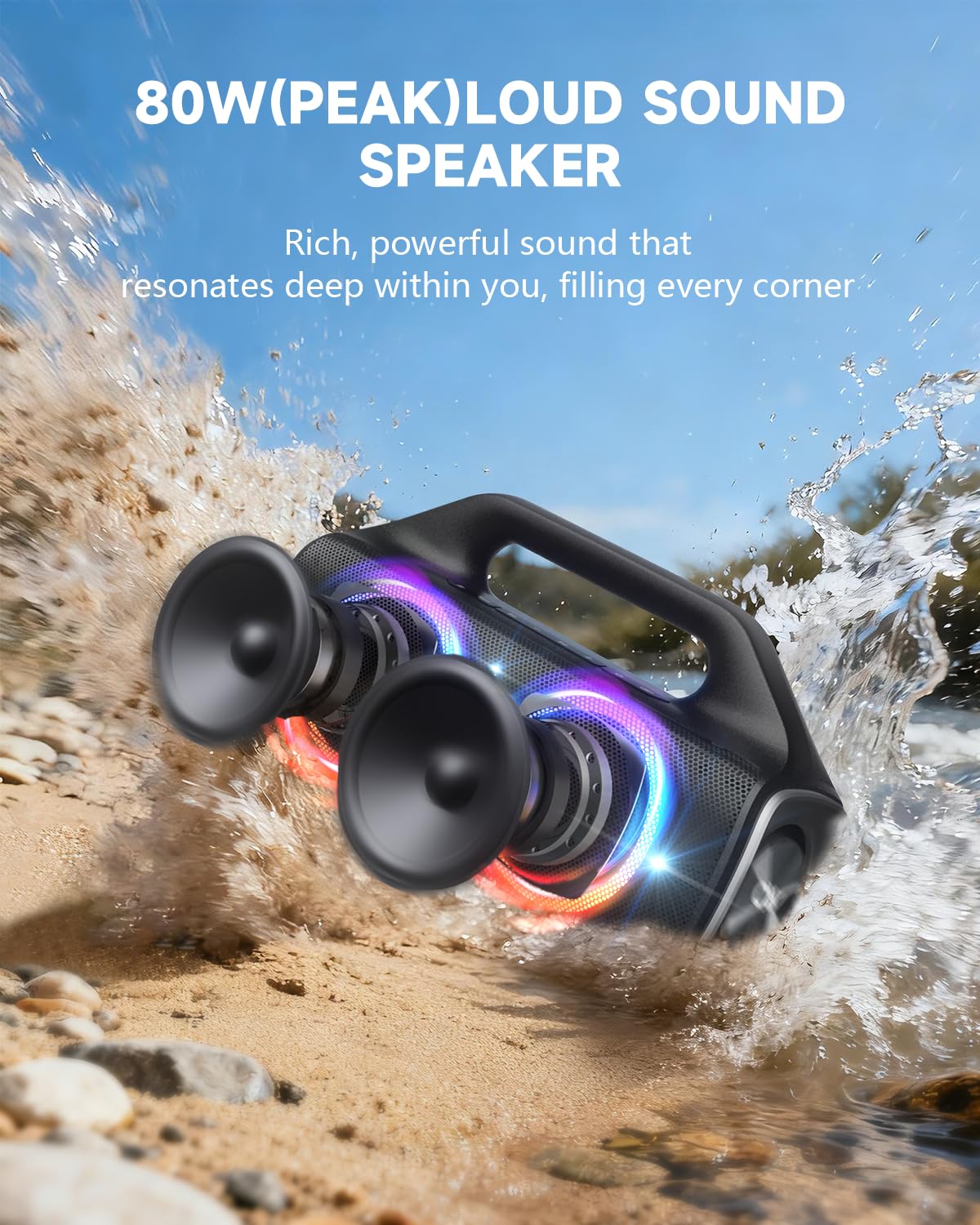 80W IP67 Waterproof Wireless Outdoor Bluetooth Speaker W434