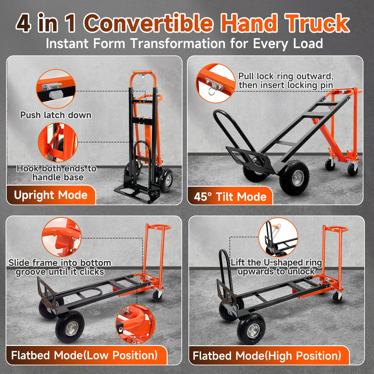 Heavy Duty Convertible Hand Truck with Wheels Z160