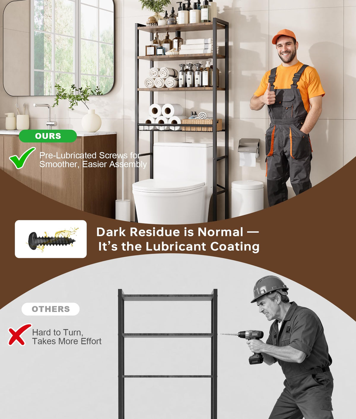 Brown 4-Tier Over-the-Toilet Storage Rack B813317