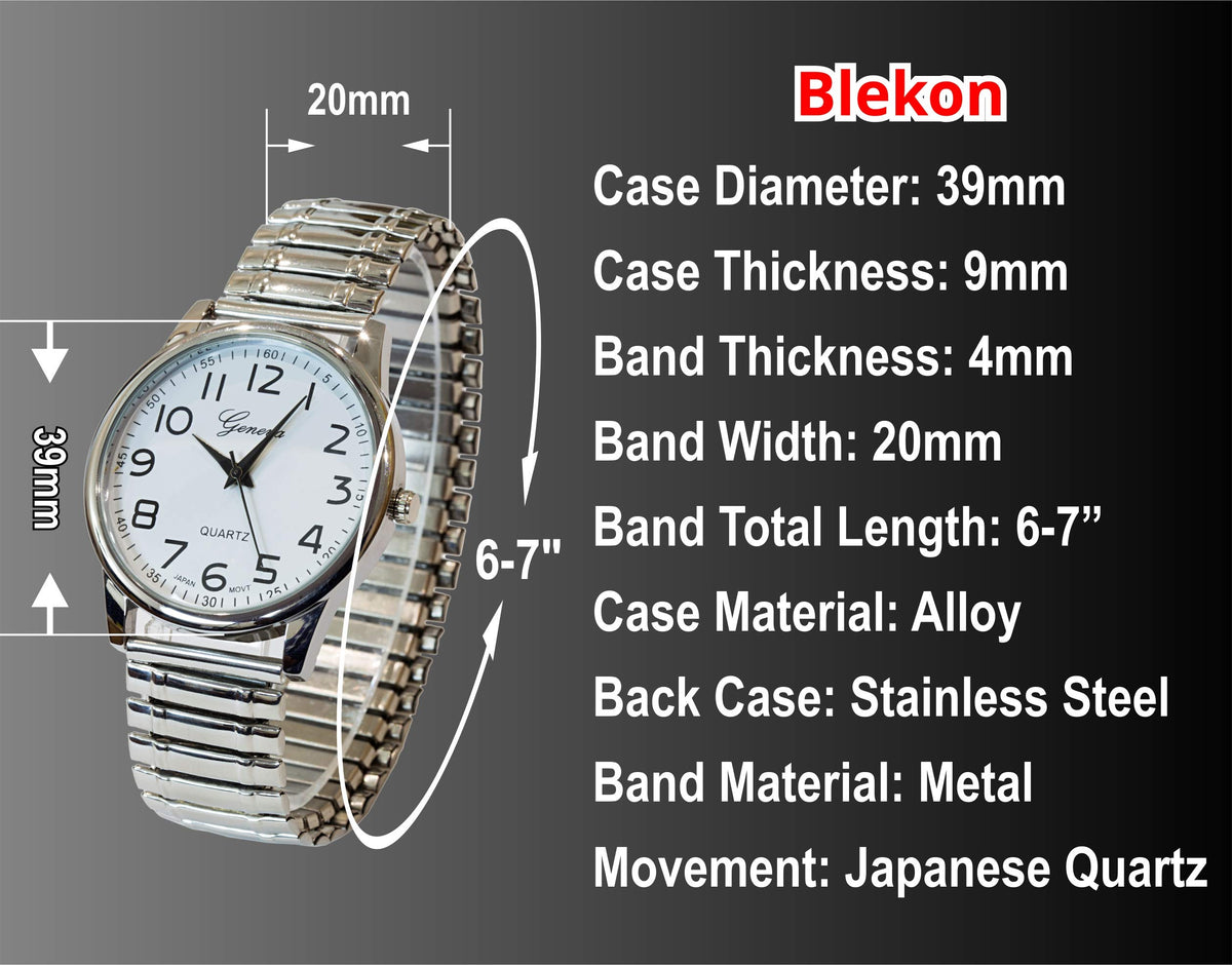 Large Face Easy to Read 40mm Japanese Quartz Stretch Band Watch N787