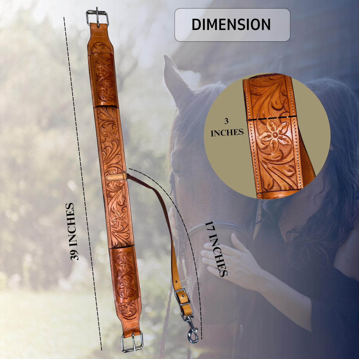 Western Leather Horse Saddle Girth Cinch Belt Y53874