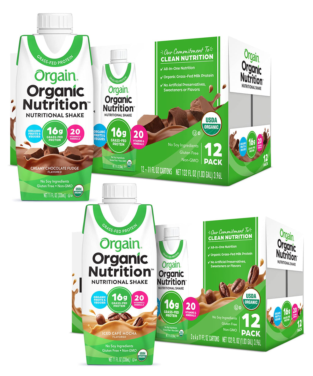 Organic Nutritional Shake Creamy Chocolate Fudge Iced Cafe Mocha 11 Fl Oz Pack of 12 D869