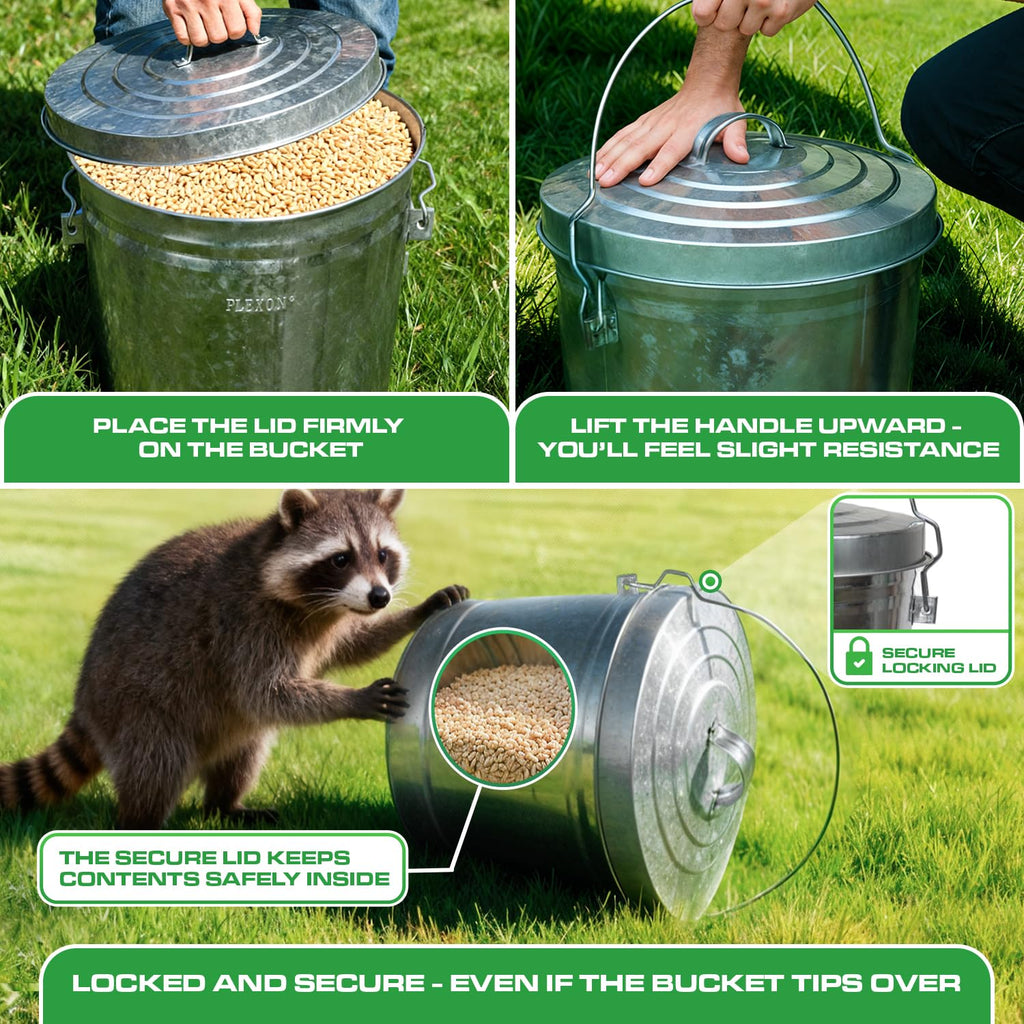 6.6 Lb Stainless Steel Hanging Poultry Feeder with 10 Gallon Storage Bucket Z134