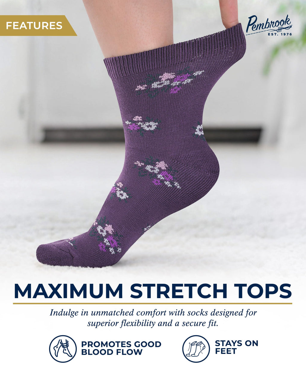 Breathable Bamboo Viscose Ankle Diabetic Socks 4 Pairs W67363