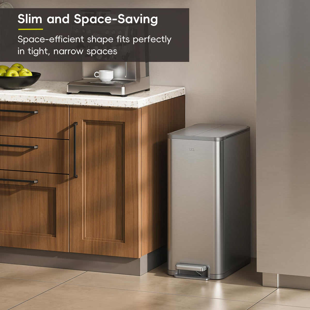 50L Stainless Steel Slim Step Trash Can E601