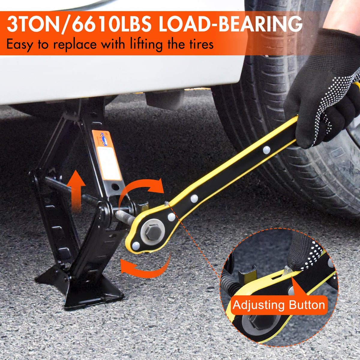 Scissor Car Jack 3 Ton Tire Changing Kit with Lug Wrench N4927