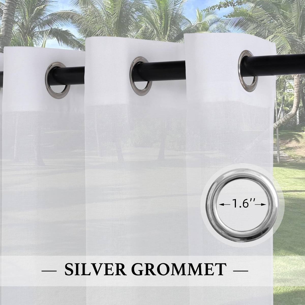 Waterproof Semi-Sheer Outdoor Curtains T373110