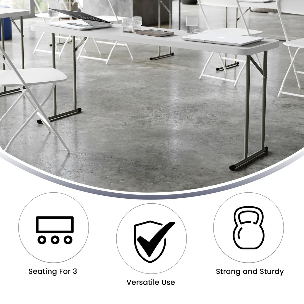 6-Foot Granite White Plastic Folding Training Table M69706