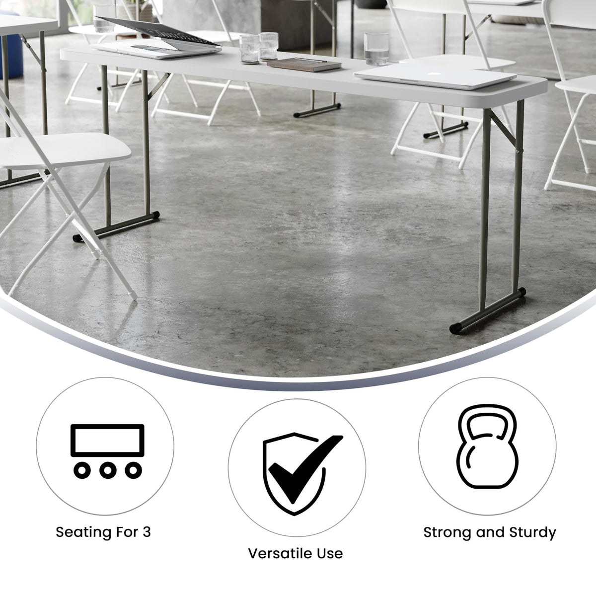 6-Foot Granite White Plastic Folding Training Table M69706