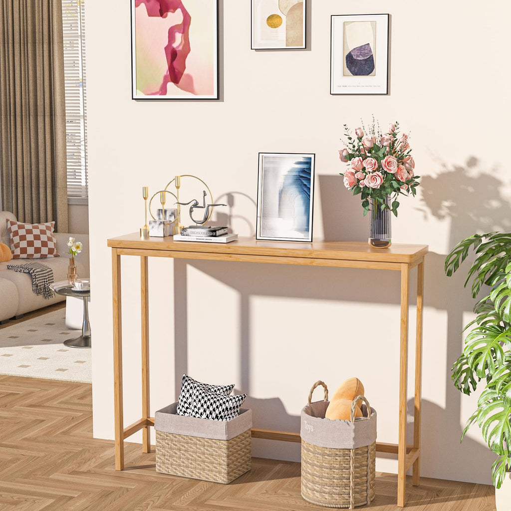 39" Natural Bamboo Console Table Y3009