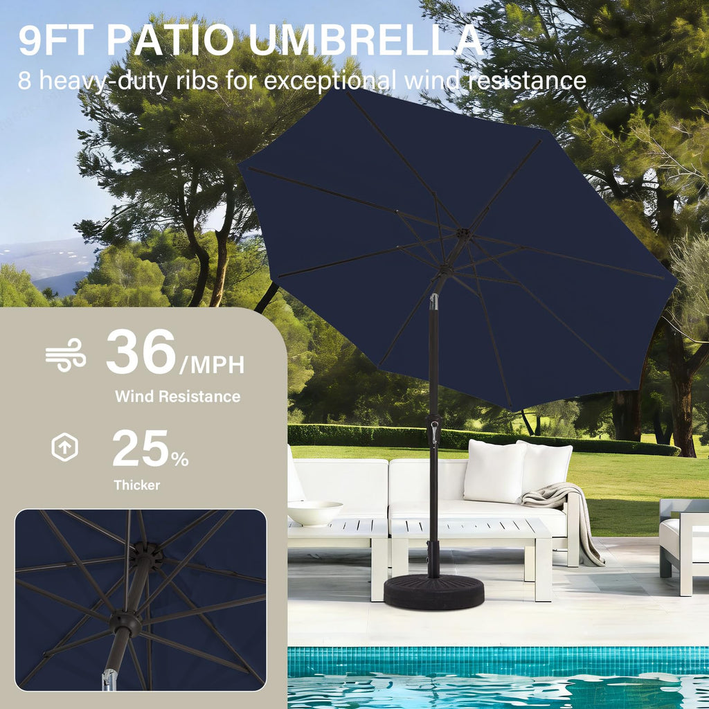 9ft Patio Umbrella with Push Button Tilt and Crank D297