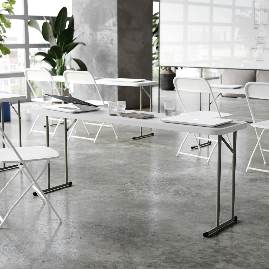 6-Foot Granite White Plastic Folding Training Table M69706