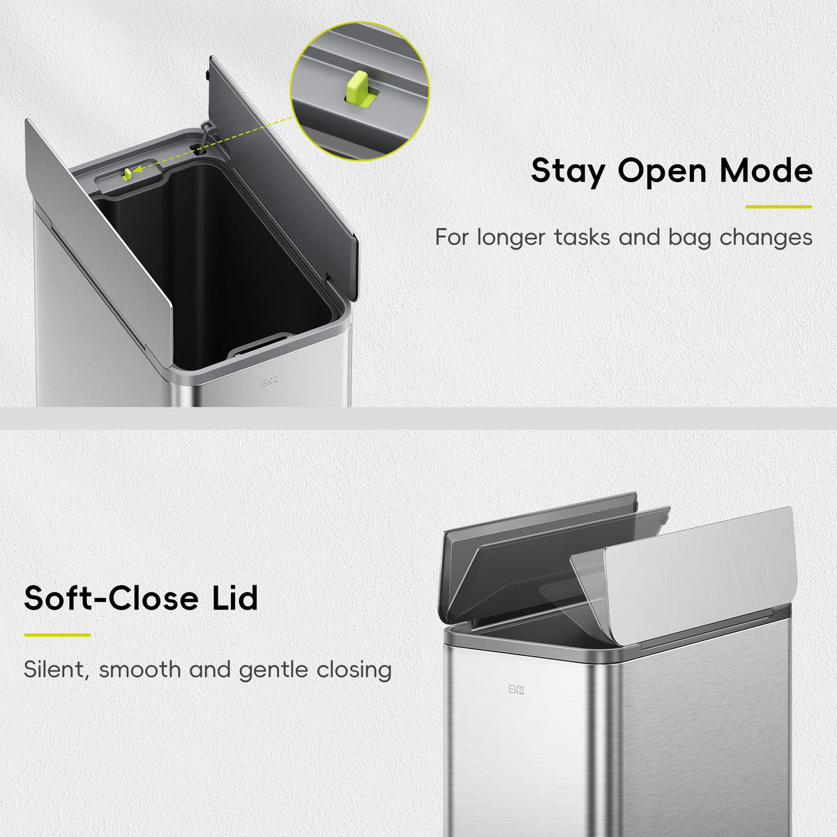 50L Stainless Steel Slim Step Trash Can E601