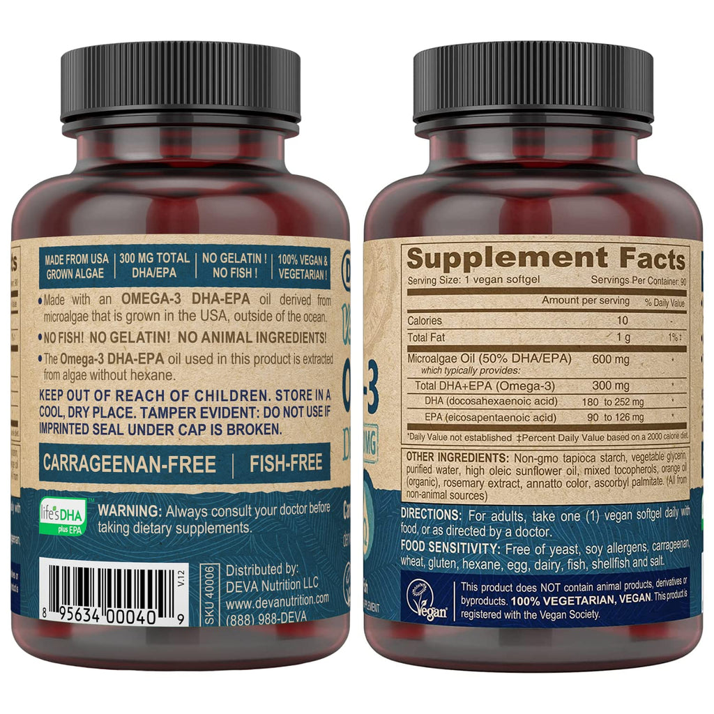 Vegan Omega-3 DHA EPA 300 mg 90 Softgels C42833