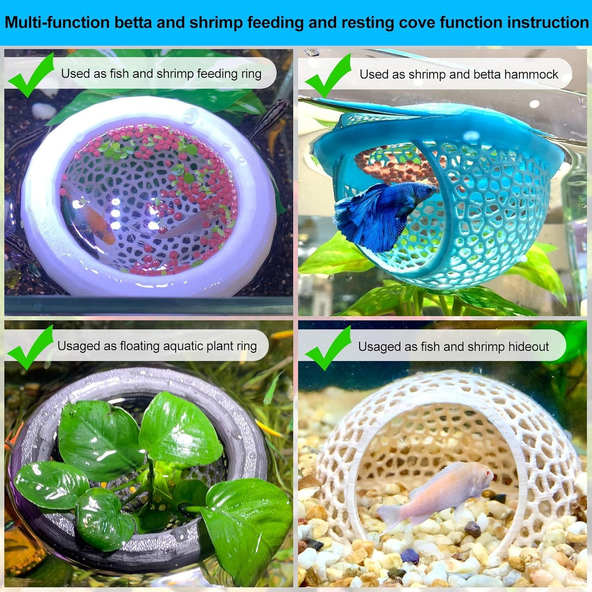White Floating Betta Fish Hammock Bed and Hide Cave P577