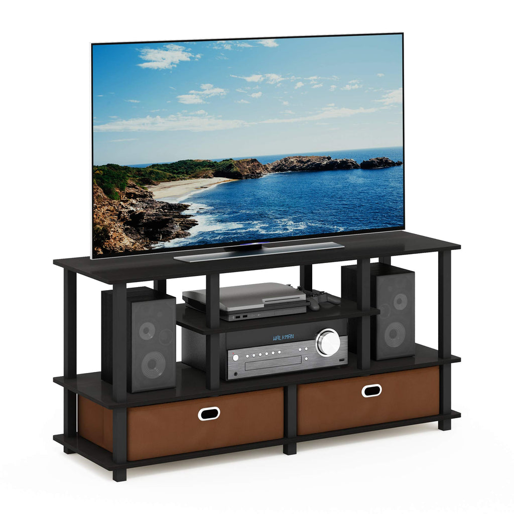 Black Espresso 4-Tier TV Stand with 2 Storage Bins B70341