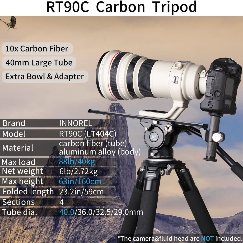 Carbon Fiber Heavy Duty Tripod with 75mm Bowl Adapter 63 inch Black U561198