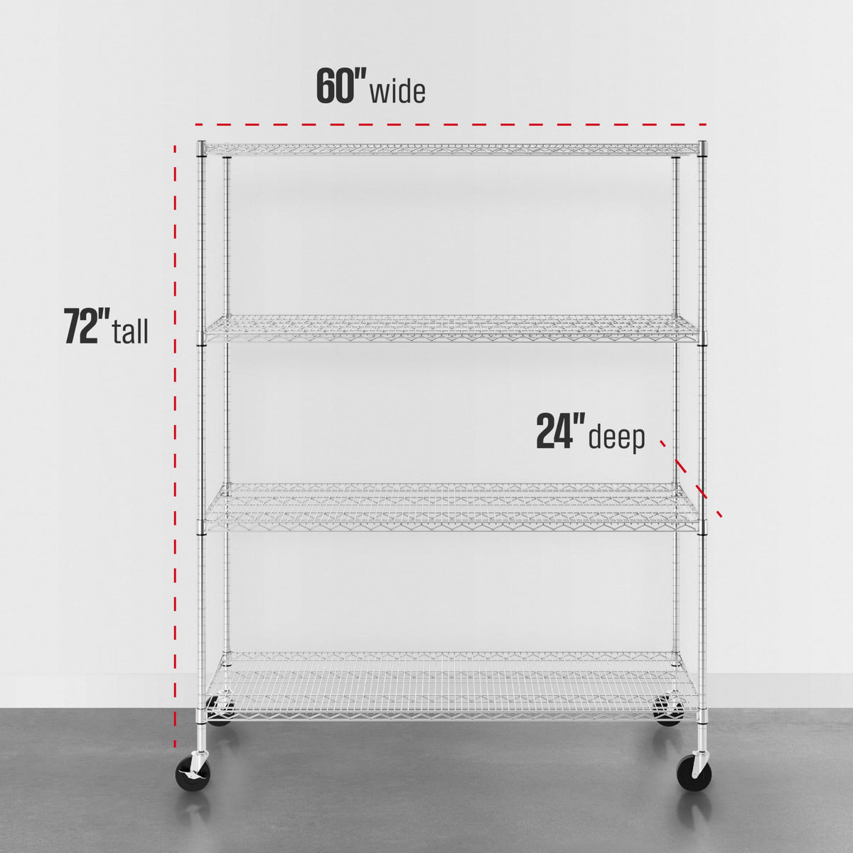 4-Tier Heavy Duty Steel Wire Rack with Wheels O4511